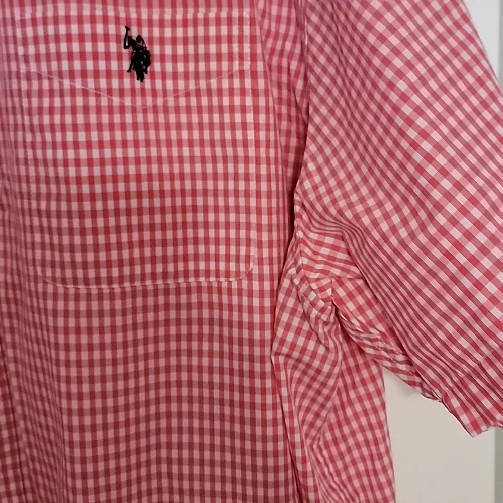 U.S. Polo Assn. Red and White Checkered Button Down Shirt , NEW , SIZE 3 XLT - Picture 4 of 5